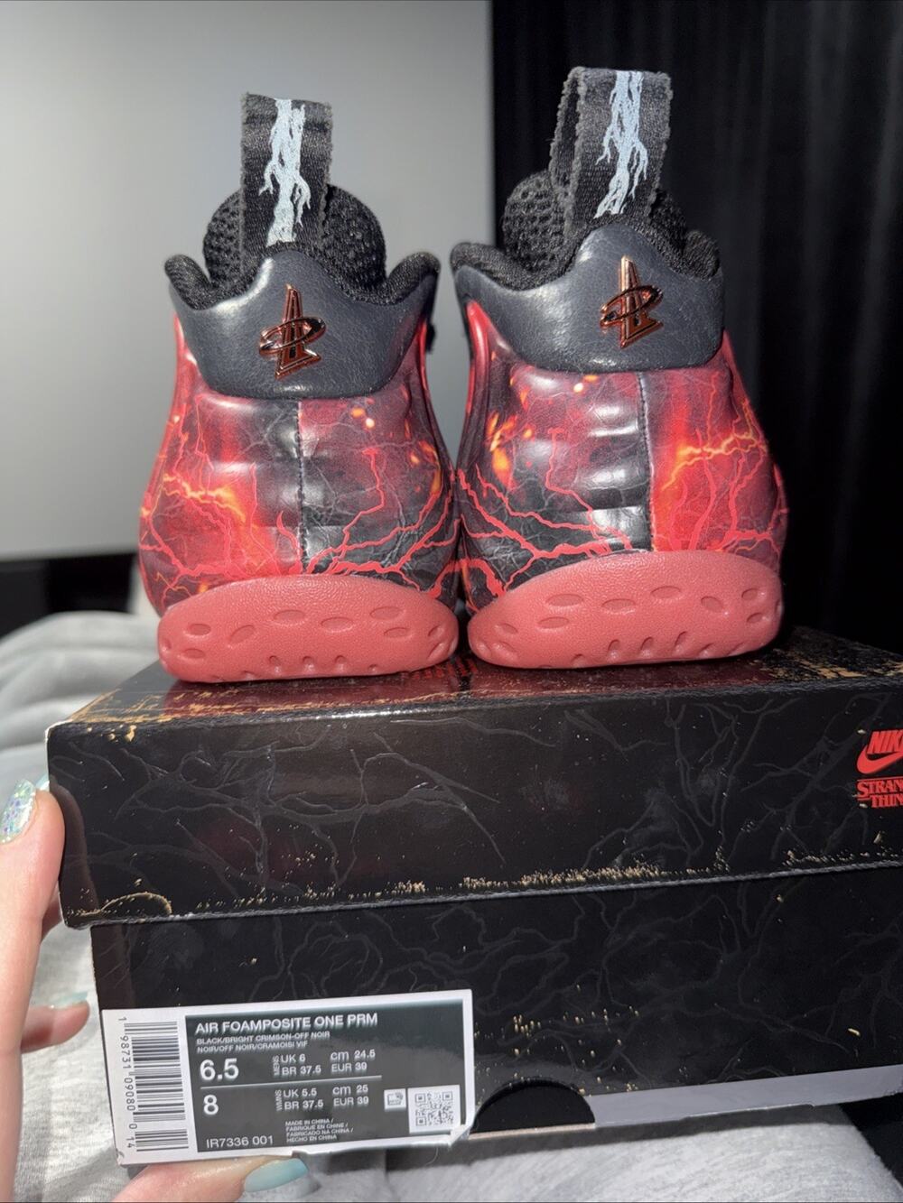 Nike Air Foamposite One PRM Stranger Things Black Crimson IR7336-001 LEP Sz 6.5